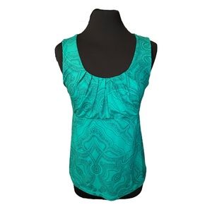 Patagonia Women’s Bandha Teal Pleated Bust Paisley Tank Top Size Large